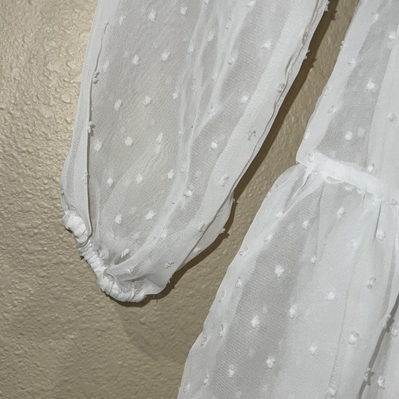 Altar'd State White Formal tiered zipper Dress with Bishop poufy Sleeves XS - Picture 3 of 8